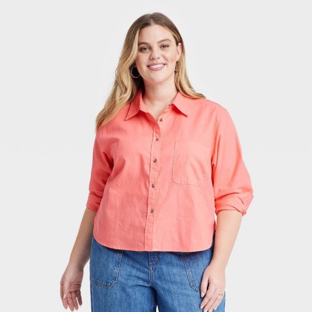 Universal thread long sleeve collared button down shirt